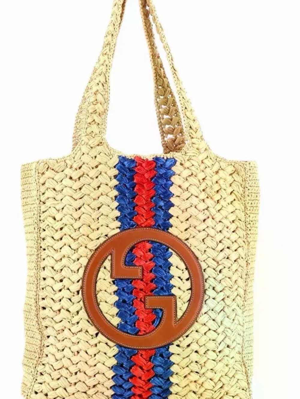 Gucci Blondie NM Open Raffia Small tote bag